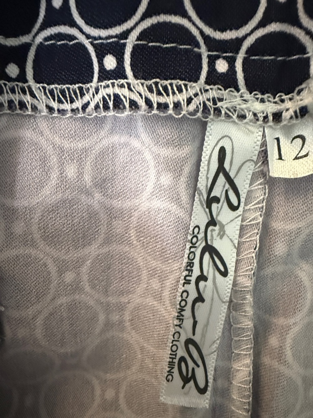 Lulu-B Navy Mini Skirt with White Circle Print - Picture 2 of 7